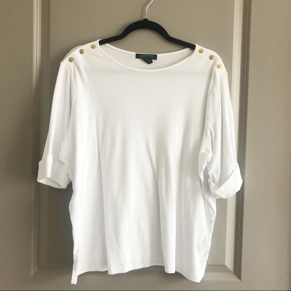 Lauren Ralph Lauren White Short Sleeve T-shirt 2X